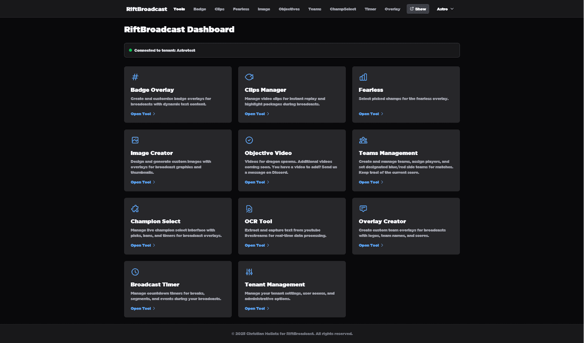 RiftBroadcast Professional Broadcasting Tools